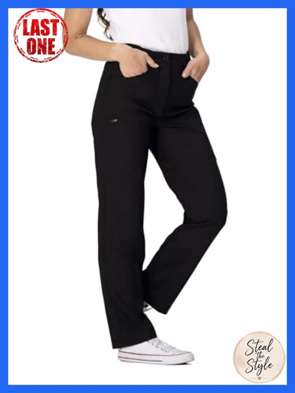 Women's Cargo Chef Pants Straight Leg Mid Rise Adjustable Leg Work